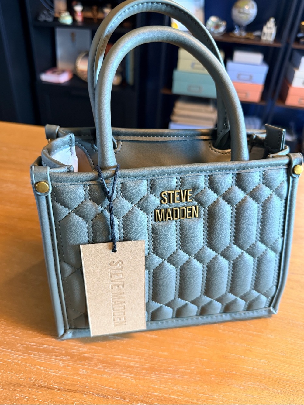 Steve Madden Quilted Bniko Tote Bag in Sage Green